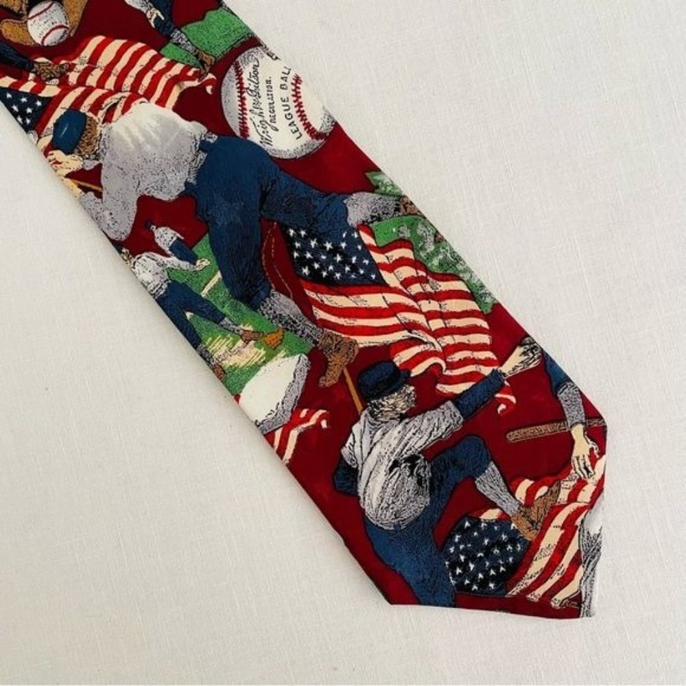 Tango by Max Raab American Series Batter Up Baseball Tie 100% Silk Tie